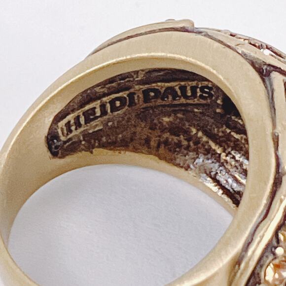 Signed Heidi Daus Onyx Black Cocktail Ring Swarovski Crystal Rhinestone Sz 6.75 - Picture 8 of 11